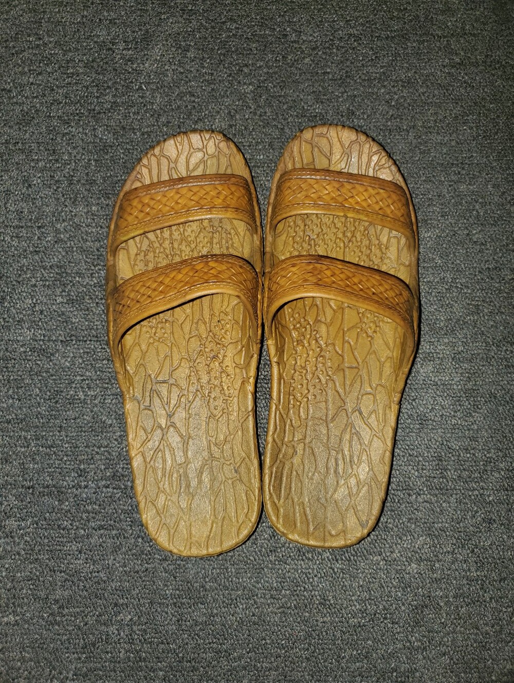 PALI HAWAII Textured Brown Double-Strap Slide Sandals